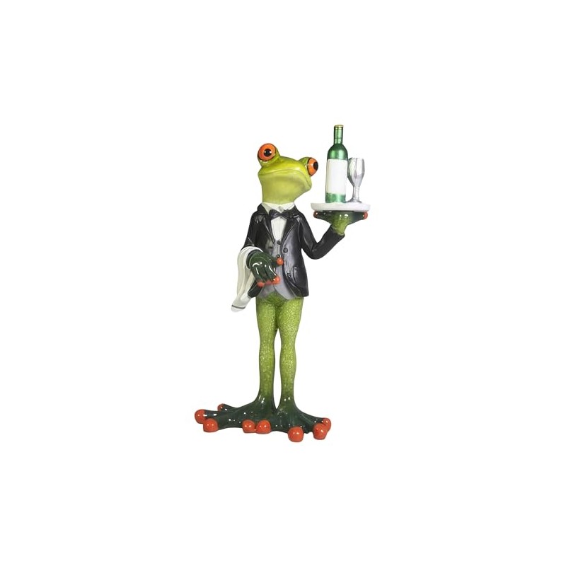 ICE ARMOR 7" H Frog Bartender Serving Wine Figurine Statue