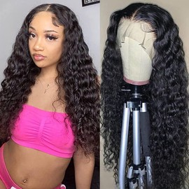 Armodeo 13x4 Deep Wave Lace Front Wigs Human Hair Pre Plucked 150% Density Curly Hd Lace Frontal Wig Human Hair Deep Curly Lace Front Human Hair Wigs For Black Women With Baby Hair