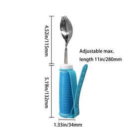 Flexible Stainless Steel Sporks Fork and Spoon All-in-One with Adjustable Silicone Strap 360 Degree Rotatable Dining Utensils Eating Aids for Disabled Patient Elder Arthritis People Handicapped