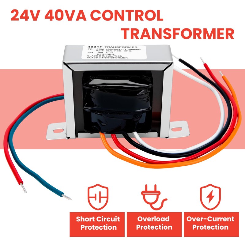 24V 40VA Control Transformer, Primary 120, 208, 240V Secondary 24V,