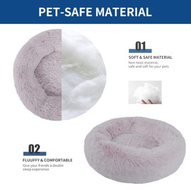 BVAGSS Small Dog Bed,Anti-Anxiety Donut Cuddler Cozy Soft Round Bed,Calming Plush Washable Round Fluffy Pet Cushion Bed for Puppy & Kitten JA037 (16 inch, Gradient Pink)