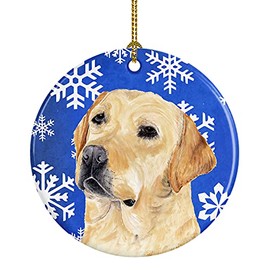 Caroline's Treasures Labrador Winter Snowflakes Holiday Ceramic Ornament Christmas Tree Hanging Decorations for Home Christmas Holiday, Party, Gift, 3 in, Multicolor