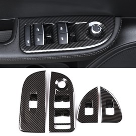 TOYCIDFG Car Door Inner Handle Window Lift Button Panel Cover Trim for Alfa Romeo Giulia 2017-2021, Carbon Fiber Pattern Car Decoration Accessories