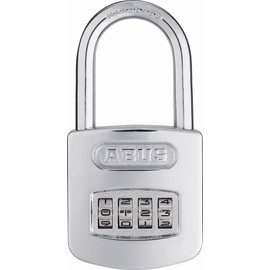 ABUS 160/50HB50 Weatherproof Resettable Chrome Combination Padlock, 4 Dial, with 2" Long Shackle