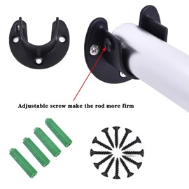 6 Pcs Closet Rod Brackets, U Shape Shower Rod Holder Heavy Duty White Closet Rod and Support Heavy Duty Stainless Steel Curtain Rod Holde 1 Inch Closet Pole Holder（Black）