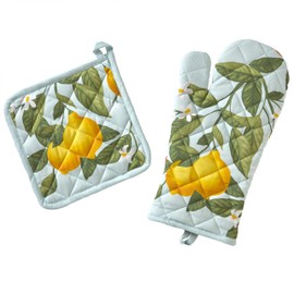 Vern Yip by SKL Home Citrus Grove Oven Mit and Pot Holder Set (2-Piece),Green