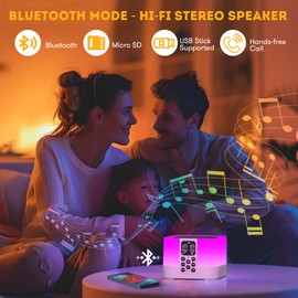 AFEXOA Gifts for Teen Boys Girls, Night Light Bluetooth Speaker, Multi-Color Changing Alarm Clock for Bedrooms, Dimmable Bedside Lamp, Best Birthday Gift Trendy Stuff for 8 - 14+ Years Old Teenage Girls Boys