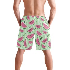 visesunny Hot Summer Watermelon Print Men Beach Shorts Swim Trunks Sports Swimming Bathing Suits with Mesh Lining