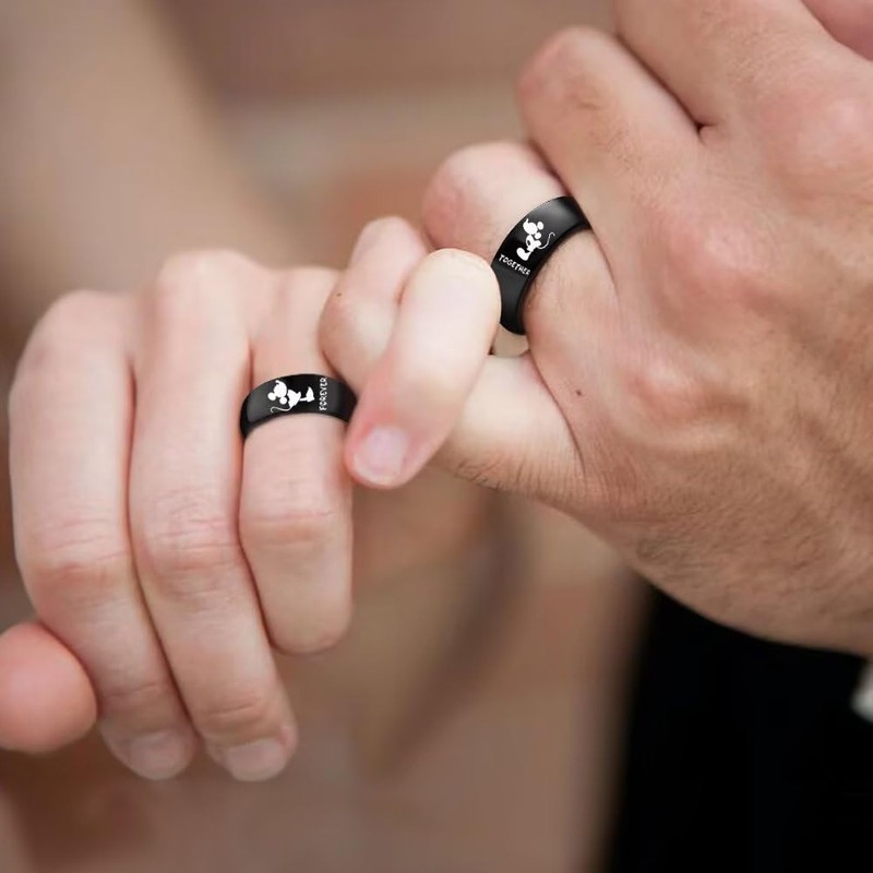 XAHH His and Hers Matching Set Couple Titanium Steel Rings