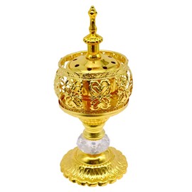 Metal Vintage Incense Burner, Iron Art Incense Holder with Lid, Aromatherapy Burner Holder with Removable Tray Home Office Tabletop Ornament Spa Wedding Gift