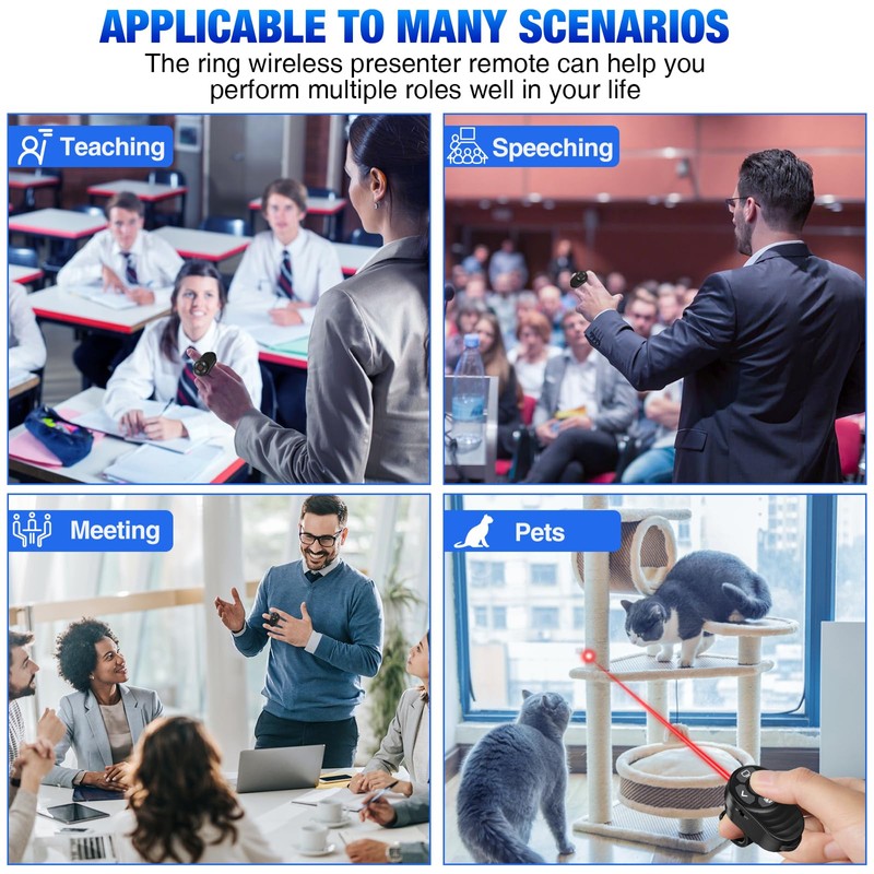 Rechargeable USB Type C Wireless Presentation Clicker, Finger Ring Clicker