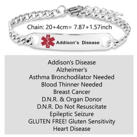 SBI Jewelry Hypotension Low Blood Pressure Emergency Medical ID Stainless Steel Bracelet Women Wife Mum Daughter Family Mothers Day Birthday