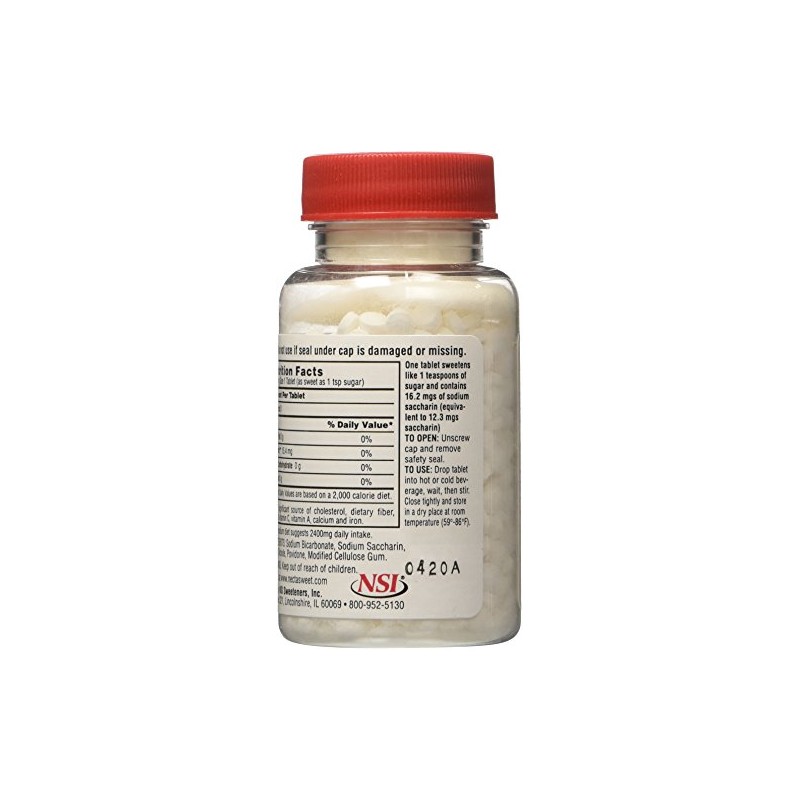 Necta Sweet Saccharin Tablets, 1/4 Grain, 1000 Tablet Bottle (Pack