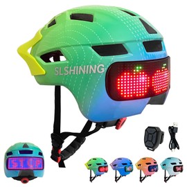 Kids Bike Helmet for Boys Girls: Adjustable Skateboard Helmet with Light for Scooter Mountain Bicycle Cycling Roller Skating | Protective Safety Kids Helmets Ages 5-8 8-14 Years Old Child Youth Green