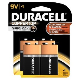 Duracell Coppertop 9-Volt Alkaline Batteries 4 pk Carded