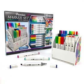 ArtSkills Marker Set with Desk Organizer Caddy, Marker Storage for Alcohol Markers, Acrylic Paint Pens, Brush Tip Markers