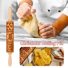Christmas Rolling Pin, Christmas Rolling Pin, DIY Embossing Rolling Pin, Rolling Pin Pattern, 3D Motif, Embossed Rolling Pin, Rolling Pin with Christmas Pattern, for Homemade Bakery, Pastry, Cookie