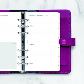 Filofax Organizer Refill, Personal Size, Project Management Pack, White Paper, 6.73" x 3.74", 56 Sheets (B132686)