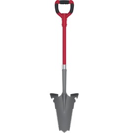 EASYmaxx Spade Saw with Root Saw, Spade and Root Saw, Grey/Red, Energy-saving and Ergonomically Shaped, Spade Saw 114 cm Including Tread Edge for the Feet, Gardener Spade with V-shaped Blade