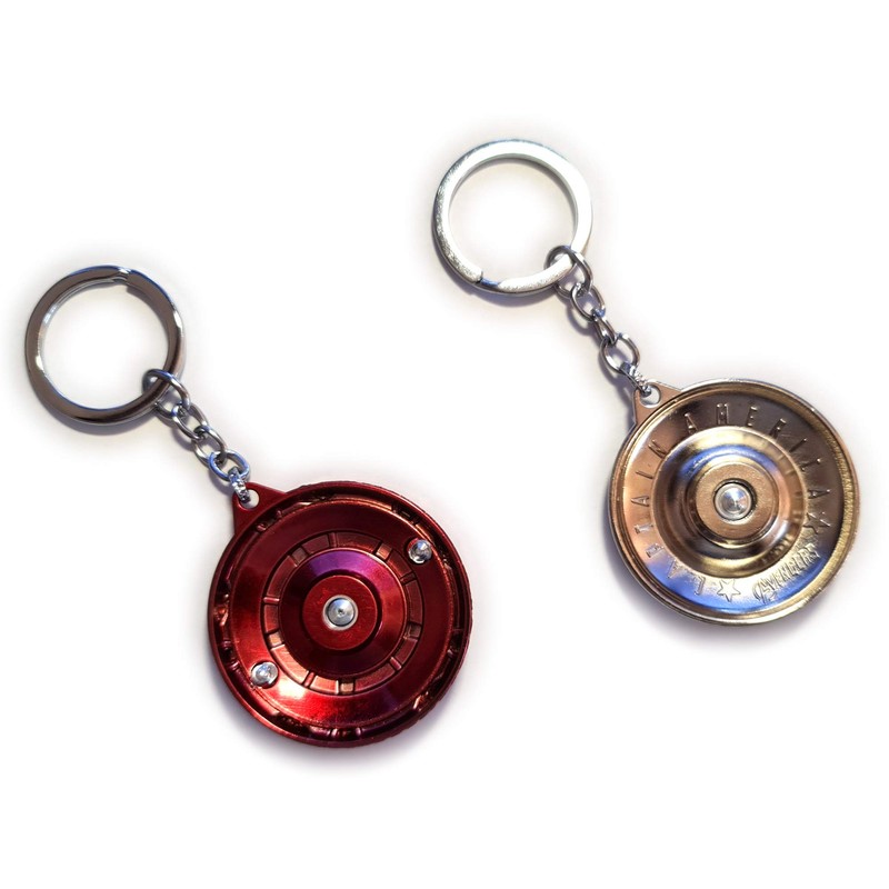 LizMatech Captain America Shield Spinner Keyring Solid Metal Durable