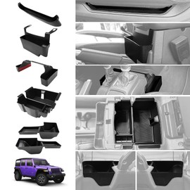 Utiiy Center Console Organizer Fit for 2018-2023 Jeep Wrangler JL JLU 4XE Gear Shift Console Side Tray Trunk Storage Box GrabTray Passenger Hanging Armrest Storage Box for Wrangler/Gladiator(5-piece)
