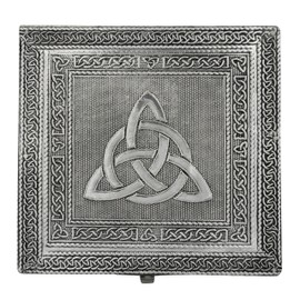 VGI Elegant Jewelry Box with Hammered Metal Cladding and Soft Fabric Interior (Celtic, Silver Finish)