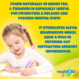 Health4All Kids L-Theanine 50mg 90 Tablets. Focus for Children. Supports Attention & Concentration. Natural Orange Flavour Chewable L-Theanine. Vegan