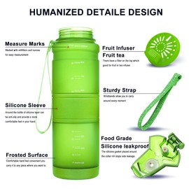 Zounich Sport Water Bottle BPA-Free Leak-Proof Water Bottle 380 ml/500 ml/700 ml/1 Litre Plastic Suitable for Jogging, Biking, Children’s School, Open with One Hand Water Bottle Filter