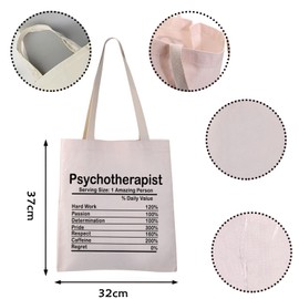 Psychotherapist Tote Bag Therapy Mental Health Counselor Gift Psychology Doctor Gift Nutrition Facts Gift (Psychotherapist tote CA)