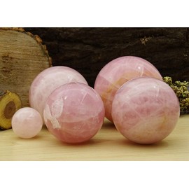Reikiera Rose Quartz Stone Ball Natural Gemstone Sphere Reiki Crystal Healing With Ring Stand- Choose Size