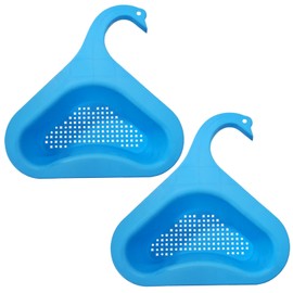 YYJ HOME Swan Drain Basket, Triangle Sink Filter, Multipurpose Drain Shelf, Blue, 10.39X9.37X3.22 inch (26.4X23.8X8.2cm), 2 Pieces