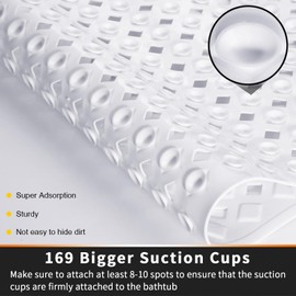 Yimobra Shower Bathtub Mat Non Slip, Bath Mats for Tub, Stall Mat with Drain Holes Suction Cups, Machine Washable, BPA, Latex,Phthalate Free, 20.8 x 20.8 Inches, White