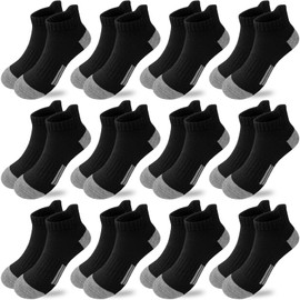 Bemeol Boys Socks 12 Pairs Ankle Socks Boy Sport Athletic Running Sock Low Cut Ankle Sock for Kids(10-14 Years)