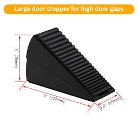 TOPTAKE Strongest Adjustable Spring Loaded Large Door Stopper - Heavy Duty Tall Door Stop Wedge for Bottom of Doors, Up to 3 Inches, Stainless Steel (Black, 2 Pack)