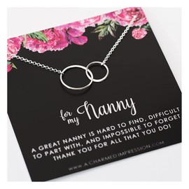 Gift for Nanny Babysitter • Gifts Appreciation • Sterling Silver Necklace • Birthday Gift for Nanny from Kids • Best Nanny • Child Caregiver Gifts for Women • Impossible to Forget