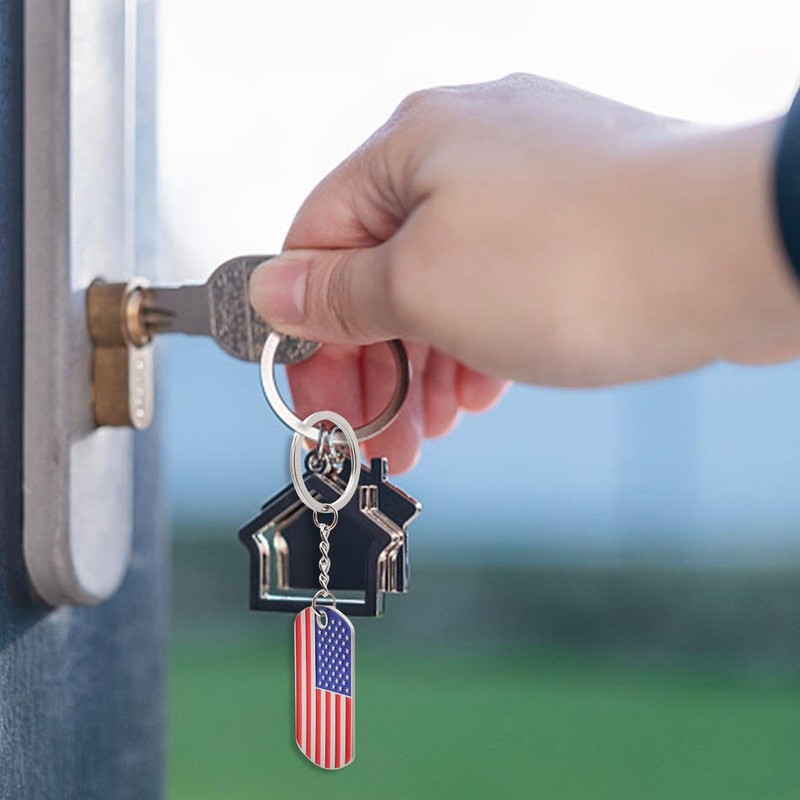 2 Pieces American Flag Keychains, Metal Pendant Keychains, Creative Flagpole