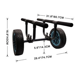 JOIERW Heavy Duty Kayak Cart, Width Adjustable Canoe Cart with 12inch Flatfree Beach Wheels Boat Dolly Cart Transport Carrier