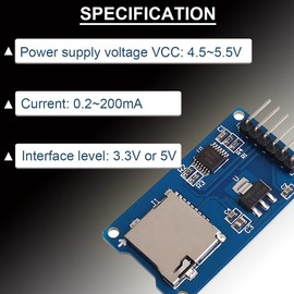 DAOKAI 5PCS Micro SD Card Module TF Card Adapter Reader with Chip Level Conversion SPI Interface Driver Module 3.3V 5V for Arduino, with Dupont Cable