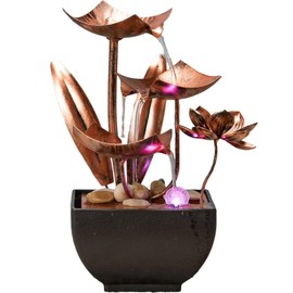 Water Fountain Indoor Waterfall Fountain 3-Tier: Small Waterfall Fountains with Lights - Relaxing Zen Décor for Home Living Room or Bedroom and Office Bronze