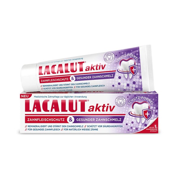 Lacalut Active gum protection and healthy enamel, to protect against periodontitis and gum inflammation, ensures healthy, strong and naturally white teeth