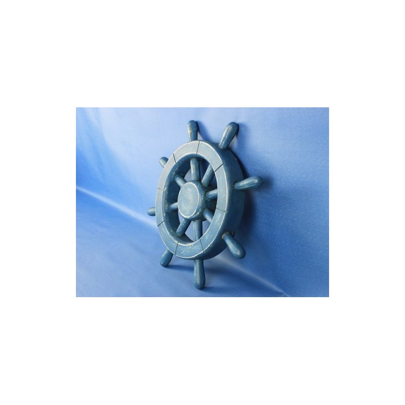 Handcrafted Model Ships Rustic All Light Blue Ship Wheel 12"