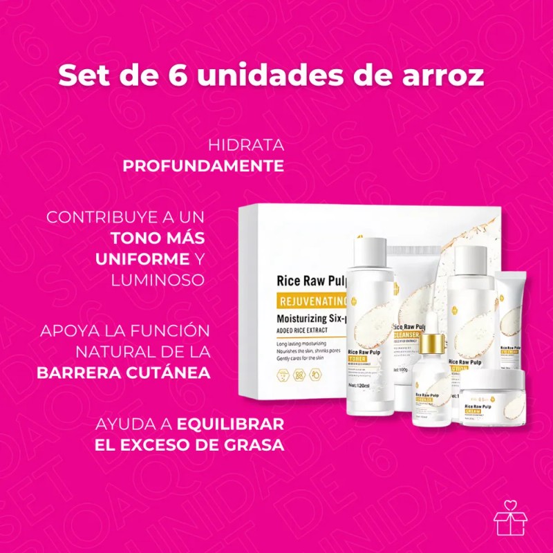 Kit Serum Arroz Bioaqua Acido Hialuronico Reduce Poro Mancha