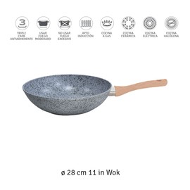 HUDSON Aluminum with Granite Nonstick Covered Wok, 11 inches