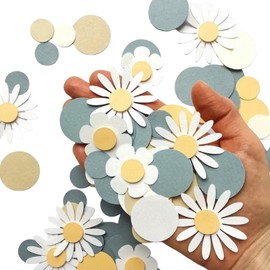 Pack of 100 Daisy Scatter Decoration Spring, Scattered Flowers Decoration, Colourful Flowers Confetti for Table Decoration, Wedding & Birthday, Artificial Daisy Paper Flowers as Party Decoration for