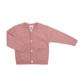Puri Organic Baby Cardigan, Double Knit Jacket, Organic Cotton Silk, GOTS Certified, Ash Rose