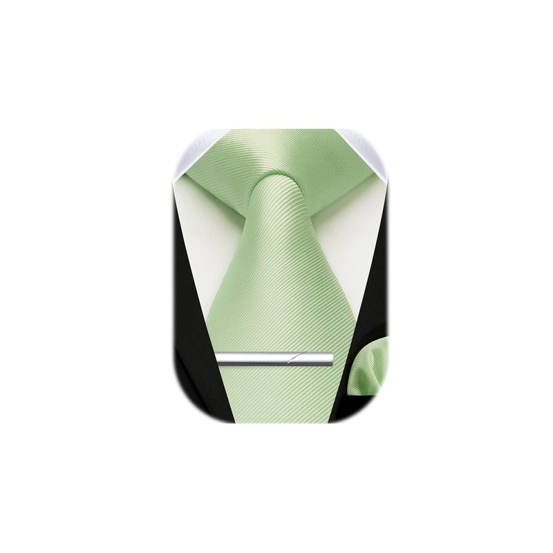 HISDERN Men's Wedding Ties and Pocket Square Tie Clip Set