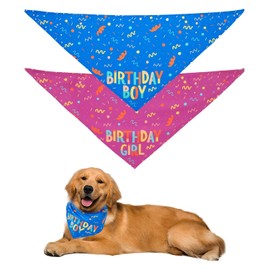 Pack of 2 Pet Triangular Scarf, Birthday Printed Triangular Scarf, Dog Scarf, Dog Triangular Scarf, Pet Birthday Decoration