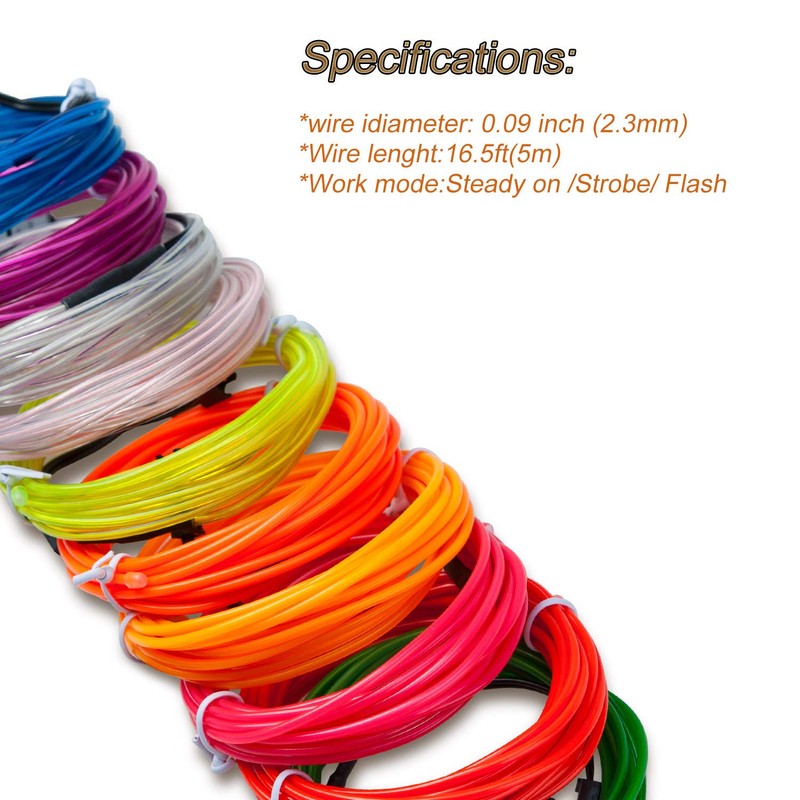 Podazz Flexible Neon Lighting Wire Rope Light Cord EL Cable