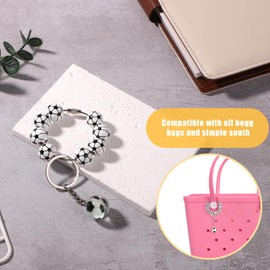 Soccer Sports Bag Charms, Wooden Ball Bag Charms Decorative Beads Accessories Charm Beach Tote Bag Decoration Handbag Supply Compatible with Bogg Bags Simply Southern