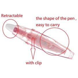 Plus PK Retractable & Refillable Mechanism Correction Tape White Out Pen 6/5/ 4 mm x 6m with Clip easy to carry - Flat Tip or Roller Tip (Roller Tip 5mm (WH-065L))